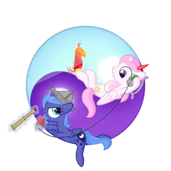 Size: 1920x1920 | Tagged: artist:arvaus, cartographer's cap, cewestia, derpibooru import, female, filly, hat, philomena, princess celestia, princess luna, safe, woona, yin-yang, younger