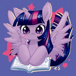 Size: 764x761 | Tagged: dead source, safe, artist:yukandasama, derpibooru import, twilight sparkle, twilight sparkle (alicorn), alicorn, pony, book, female, mare, pixiv, solo