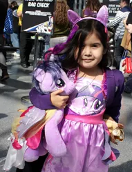 Size: 1566x2048 | Tagged: alicorn, build-a-bear, clothes, cosplay, costume, derpibooru import, human, irl, irl human, nycc, photo, plushie, safe, target demographic, twilight sparkle, twilight sparkle (alicorn)