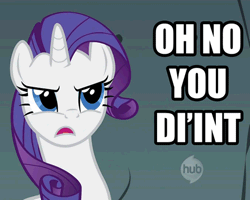 Size: 447x357 | Tagged: animated, derpibooru import, oh no you didn't, rarity, reaction image, safe, sassy, solo