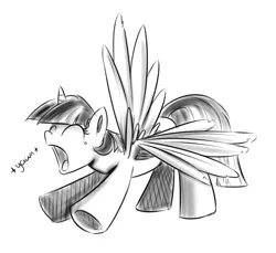 Size: 700x642 | Tagged: safe, artist:xioade, derpibooru import, twilight sparkle, twilight sparkle (alicorn), alicorn, pony, female, mare, monochrome, sketch, solo, yawn