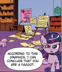 Size: 489x568 | Tagged: derpibooru import, ed edd n'eddy thread, edit, faggot, female, filly, filly twilight sparkle, idw, my tiny gecko, op is a faggot, safe, solo, spoiler:comic, twilight sparkle, ur a faget, vulgar, younger