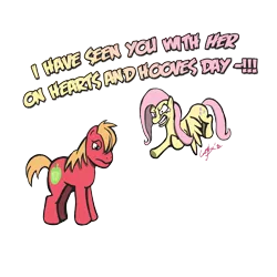 Size: 2000x2000 | Tagged: safe, artist:genbulein, derpibooru import, big macintosh, fluttershy, earth pony, pony, hearts and hooves day (episode), adultery, female, fluttermac, heartbreak, hearts and hooves day, infidelity, male, shipping, simple background, speech, stallion, straight, talking, transparent background