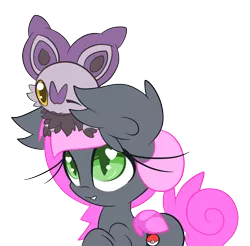 Size: 2500x2462 | Tagged: safe, artist:starlightlore, derpibooru import, oc, oc:heartbeat, unofficial characters only, bat pony, noibat, pony, blank flank, crossover, heart eyes, pokéball, pokémon, pokémon x and y, simple background, solo, transparent background, wingding eyes