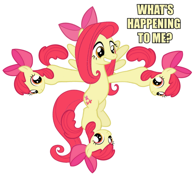 Size: 1091x1000 | Tagged: apple bloom, derpibooru import, fluttershy, fusion, meiosis, not salmon, safe, this isn't even my final form, wat, we have become one