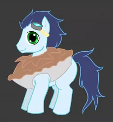 Size: 1178x1280 | Tagged: artist:melinda chovexani, clothes, costume, derpibooru import, food, goggles, pie, safe, soarin', solo, that pony sure does love pies