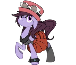 Size: 845x722 | Tagged: safe, artist:pixelsofsin, derpibooru import, oc, oc:pillow case, ponified, unofficial characters only, pony, clothes, costume, crossover, female, hat, mare, mega ring, original content, pokémon, pokémon x and y, serena (pokemon), solo, sunglasses