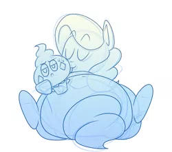 Size: 600x530 | Tagged: safe, artist:secretgoombaman12345, derpibooru import, vanillite, ask chubby diamond, belly, belly button, crossover, fat, licking, pokémon, sketch, tongue out