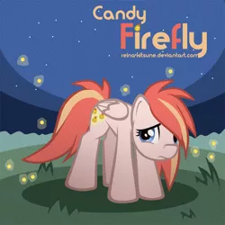 Size: 1000x1000 | Tagged: safe, artist:reina-kitsune, derpibooru import, oc, unofficial characters only, firefly (insect), insect, pegasus, pony, candy firefly, sad, solo