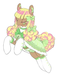 Size: 660x862 | Tagged: safe, artist:spideride, derpibooru import, oc, oc:stitch'n, unofficial characters only, earth pony, pony, bandaid, bandaids, bow, clothes, female, mare, pigtails, simple background, socks, solo, tail bow, transparent background