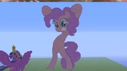 Size: 1366x768 | Tagged: safe, derpibooru import, pinkie pie, twilight sparkle, twilight sparkle (alicorn), alicorn, pony, evil enchantress, female, mare, minecraft, minecraft pixel art, pixel art