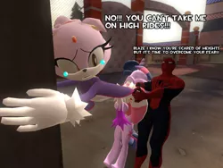 Size: 900x675 | Tagged: 3d, artist:erichgrooms3, blaze the cat, crossover, crying, derpibooru import, gmod, safe, scared, sonic the hedgehog (series), spider-man, twilight sparkle