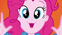 Size: 1279x720 | Tagged: safe, derpibooru import, screencap, pinkie pie, equestria girls, :3, close-up, faic, helping twilight win the crown, pinkie's catface, solo