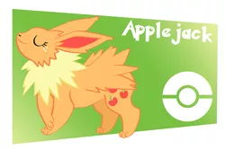 Size: 599x400 | Tagged: applejack, artist:toyoll, derpibooru import, jolteon, pokefied, pokémon, safe, solo, species swap