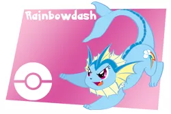 Size: 1280x853 | Tagged: artist:toyoll, derpibooru import, pokefied, pokémon, rainbow dash, safe, solo, species swap, vaporeon