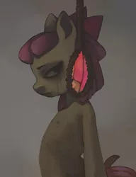 Size: 767x999 | Tagged: apple bloom, artist:mishdeshpair, dark, derpibooru import, grimdark, hanging (by neck), noose, solo, suicide