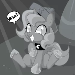 Size: 2000x2000 | Tagged: artist:renokim, cartographer's cap, derpibooru import, female, filly, grayscale, hat, monochrome, moonstuck, princess luna, safe, sitting, solo, woona, younger