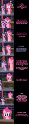 Size: 438x1820 | Tagged: safe, artist:undead-niklos, derpibooru import, pinkie pie, twilight sparkle, twilight sparkle (alicorn), alicorn, pony, comic, female, mare, pink text, purple text