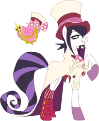 Size: 438x536 | Tagged: safe, artist:darieari, derpibooru import, ponified, pony, blue exorcist, mephisto, mephisto pheles, pimpin' outfit