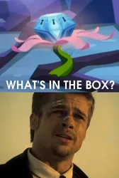 Size: 442x656 | Tagged: brad pitt, derpibooru import, exploitable meme, meme, mystery box of plot importance, parody, princess twilight sparkle (episode), safe, se7en, what's in the box?