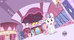 Size: 1919x1045 | Tagged: derpibooru import, dumb fabric, everfree magic, princess twilight sparkle (episode), rarity, safe, sweetie belle