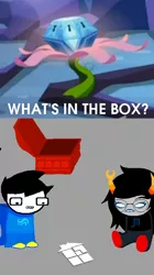 Size: 442x790 | Tagged: derpibooru import, english-smiting uberweapon, exploitable meme, homestuck, john egbert, meme, mystery box of plot importance, princess twilight sparkle (episode), safe, vriska serket, what's in the box?