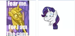 Size: 519x252 | Tagged: cane, derpibooru, derpibooru import, exploitable meme, juxtaposition, juxtaposition win, meme, meta, princess twilight sparkle (episode), rarity, safe, scepter, twilight scepter