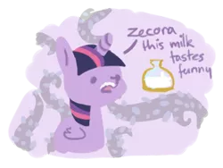 Size: 426x320 | Tagged: safe, artist:spideride, derpibooru import, twilight sparkle, twilight sparkle (alicorn), alicorn, pony, princess twilight sparkle (episode), season 4, black vine, dialogue, female, flashback potion, mare, milk moustache, not milk, parody, scene interpretation, scene parody, solo