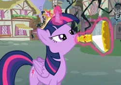 Size: 1073x751 | Tagged: safe, derpibooru import, screencap, twilight sparkle, twilight sparkle (alicorn), alicorn, pony, princess twilight sparkle (episode), season 4, bedroom eyes, drinking, element of magic, female, flashback potion, levitation, magic, mare, not milk, out of context, solo, telekinesis