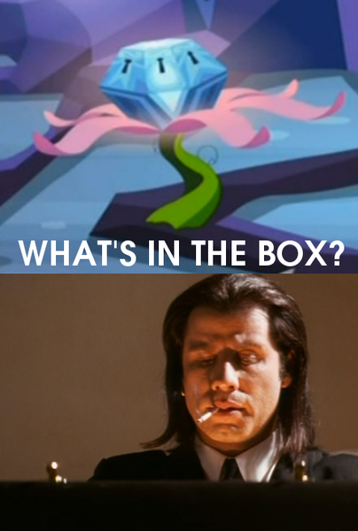 Size: 442x656 | Tagged: derpibooru import, exploitable meme, john travolta, meme, mystery box of plot importance, princess twilight sparkle (episode), pulp fiction, safe, season 4, vincent vega, what's in the box?