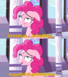 Size: 640x719 | Tagged: caption, creamy creamy frosting, derpibooru import, drool, homer simpson, image macro, pinkie pie, princess twilight sparkle (episode), safe, simpsons did it, text, the simpsons