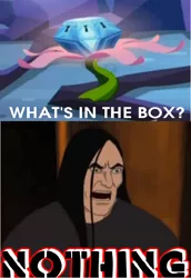 Size: 540x787 | Tagged: derpibooru import, exploitable meme, meme, metalocalypse, mystery box of plot importance, nathan explosion, princess twilight sparkle (episode), safe, what's in the box?