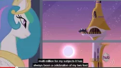 Size: 635x357 | Tagged: caption, derpibooru import, edit, edited screencap, feet, fetish, foot fetish, hoof fetish, meme, princess celestia, princess twilight sparkle (episode), safe, screencap, youtube caption