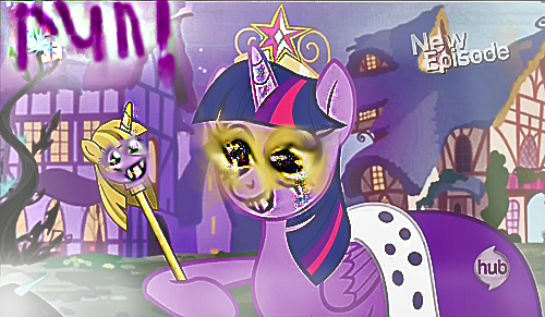 Size: 500x291 | Tagged: semi-grimdark, artist:mr.tektite, derpibooru import, twilight sparkle, twilight sparkle (alicorn), alicorn, pony, princess twilight sparkle (episode), creepy, female, mare, run!, scepter, solo, twilight scepter