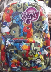 Size: 553x778 | Tagged: safe, derpibooru import, official, ace, big macintosh, doctor whooves, shining armor, soarin', time turner, earth pony, pony, backpack, batman, hot topic, male, merchandise, stallion