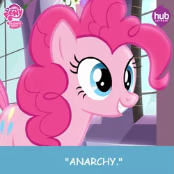 Size: 549x549 | Tagged: anarchy, comic sans, derpibooru import, edit, pinkie pie, princess twilight sparkle (episode), safe, season 4, solo