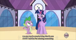 Size: 640x344 | Tagged: safe, derpibooru import, edit, edited screencap, screencap, spike, twilight sparkle, twilight sparkle (alicorn), alicorn, pony, princess twilight sparkle (episode), caption, female, god, mare, meme, mlp-captions, youtube caption