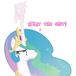 Size: 1000x1000 | Tagged: safe, artist:tenaflyviper, derpibooru import, princess celestia, twilight sparkle, twilight sparkle (alicorn), alicorn, pony, princess twilight sparkle (episode), female, mare, scepter, solo, twilight scepter, unicane, vulgar