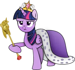 Size: 5000x4648 | Tagged: safe, artist:mrcbleck, derpibooru import, twilight sparkle, twilight sparkle (alicorn), alicorn, pony, princess twilight sparkle (episode), .svg available, absurd resolution, angry, big crown thingy, element of magic, female, golden, jewelry, mare, regalia, scepter, simple background, solo, transparent background, twilight scepter, vector