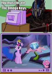 Size: 565x798 | Tagged: safe, derpibooru import, twilight sparkle, twilight sparkle (alicorn), alicorn, pony, princess twilight sparkle (episode), season 4, exploitable meme, meme, my little pony, mystery box of plot importance, obligatory pony, optimus prime, roflbot, transformers, transformers prime, tv meme