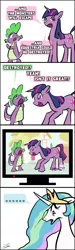 Size: 600x2000 | Tagged: artist:inlucidreverie, derpibooru import, it's about time, princess celestia, safe, spike, twilight sparkle