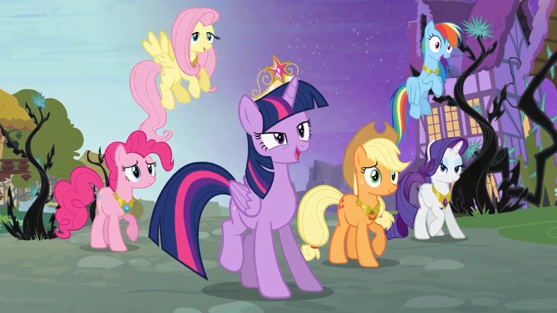 Size: 1600x900 | Tagged: safe, derpibooru import, screencap, applejack, fluttershy, pinkie pie, rainbow dash, rarity, twilight sparkle, twilight sparkle (alicorn), alicorn, earth pony, pegasus, pony, unicorn, princess twilight sparkle (episode), big crown thingy, black vine, derp, element of generosity, element of honesty, element of kindness, element of laughter, element of loyalty, element of magic, faic, female, jewelry, lidded eyes, mane six, mare, regalia, twilight (astronomy)