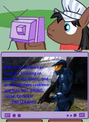 Size: 561x771 | Tagged: caboose, derpibooru import, exploitable meme, full steam, halo (series), meme, michael j caboose, obligatory pony, promontory, red vs blue, safe, tv meme