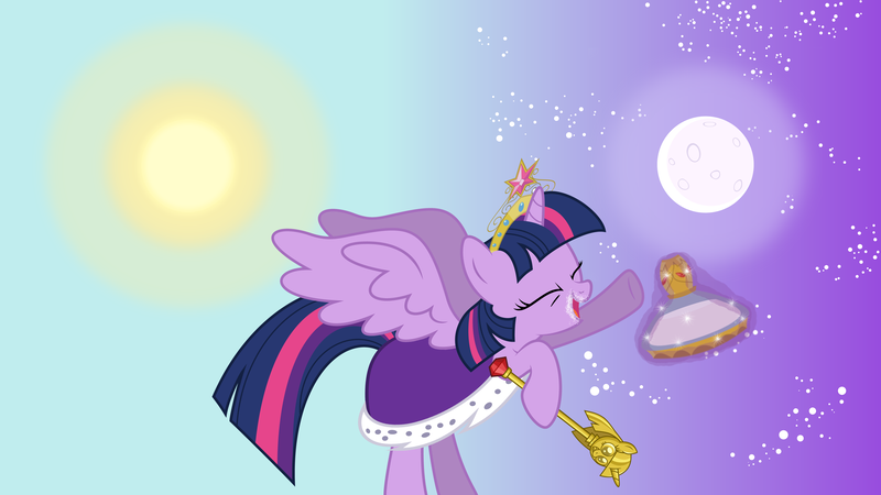 Size: 7091x3989 | Tagged: safe, artist:php50, derpibooru import, twilight sparkle, twilight sparkle (alicorn), alicorn, pony, princess twilight sparkle (episode), big crown thingy, drunk with power, element of magic, ermine, female, flashback potion, jewelry, magic, mare, regalia, robes, scepter, solo, twilight scepter