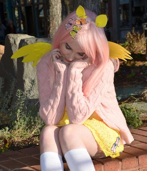 Size: 825x960 | Tagged: artist:lochlan o'neil, clothes, cosplay, costume, derpibooru import, fluttershy, human, irl, irl human, photo, safe, solo, sweater, sweatershy