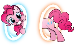 Size: 5000x3059 | Tagged: artist:mrcbleck, derpibooru import, edit, happy, hd, pinkie pie, portal, portal (valve), safe, smiling, solo