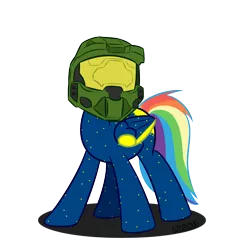 Size: 968x1000 | Tagged: safe, artist:prettykitty, derpibooru import, oc, oc:starborne, unofficial characters only, pegasus, pony, female, halo (series), helmet, mare, multicolored hair, rainbow hair, solo, spartan armor, wat