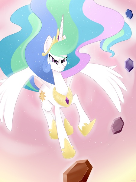 Size: 1800x2400 | Tagged: alicorn, artist:givenheart, crying, derpibooru import, element of generosity, element of honesty, element of kindness, element of laughter, element of loyalty, element of magic, elements of harmony, female, flying, mare, princess celestia, princess twilight sparkle (episode), safe, scene interpretation, solo, wings