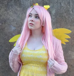 Size: 3012x3130 | Tagged: artist:lochlan o'neil, clothes, cosplay, costume, derpibooru import, fluttershy, human, irl, irl human, photo, safe, solo