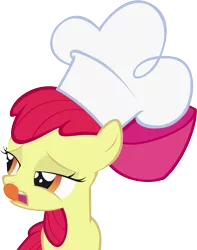 Size: 3939x5000 | Tagged: safe, artist:fabulouspony, derpibooru import, apple bloom, chef's hat, hat, licking, licking lips, simple background, solo, tongue out, transparent background, vector